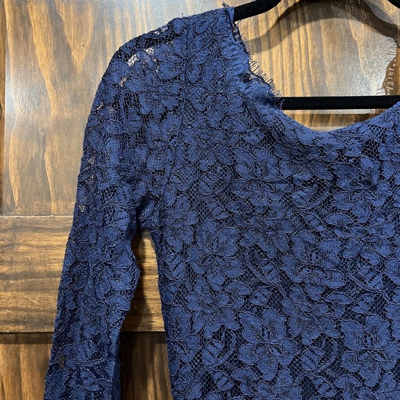 Diane Von Furstenberg Dress 2 Blue Lace Zarita Lace Sheath Dress DVF - Picture 2 of 13